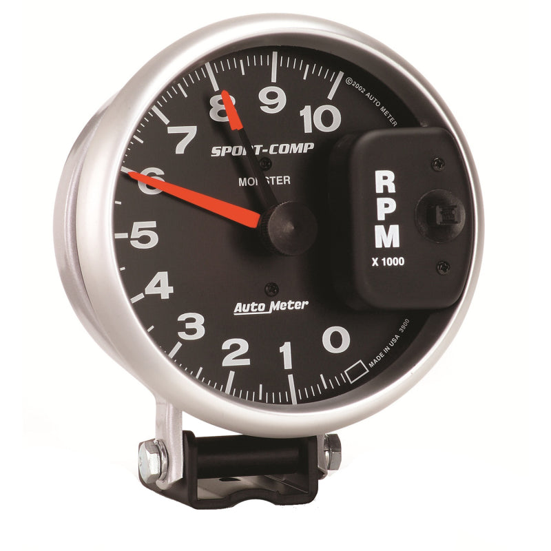 AutoMeter Gauge Tachometer 5in. 10K RPM Pedestal W/ Red Line Sport-Comp AutoMeter Gauges