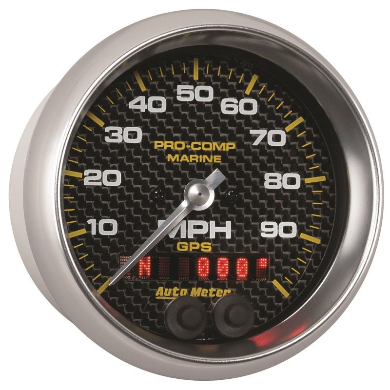 Autometer Marine Carbon Fiber 3-3/8in 100MPH GPS Speedometer Gauge AutoMeter Gauges