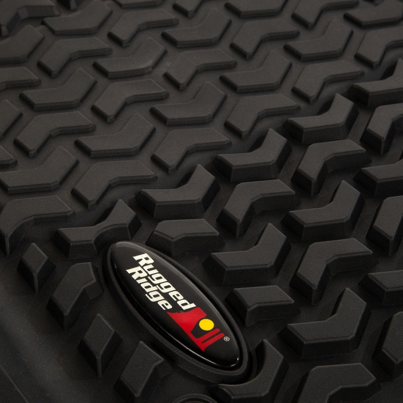 Rugged Ridge Floor Liner Kit Black F/R 18-20 Jeep Wrangler JL 2Dr Rugged Ridge Floor Mats - Rubber