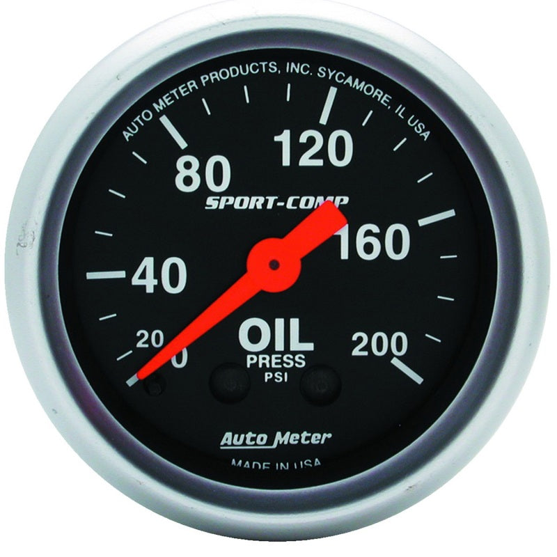 Autometer Sport Comp 52mm Mechanical 0-200 PSI Oil Pressure Gauge AutoMeter Gauges