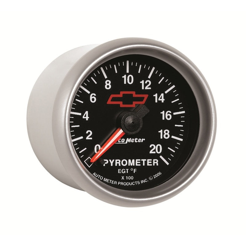 AutoMeter Gauge Pyrometer (Egt) 2-1/16in. 2000 Deg. F Stepper Motor Chevy Red Bowtie Black AutoMeter Gauges