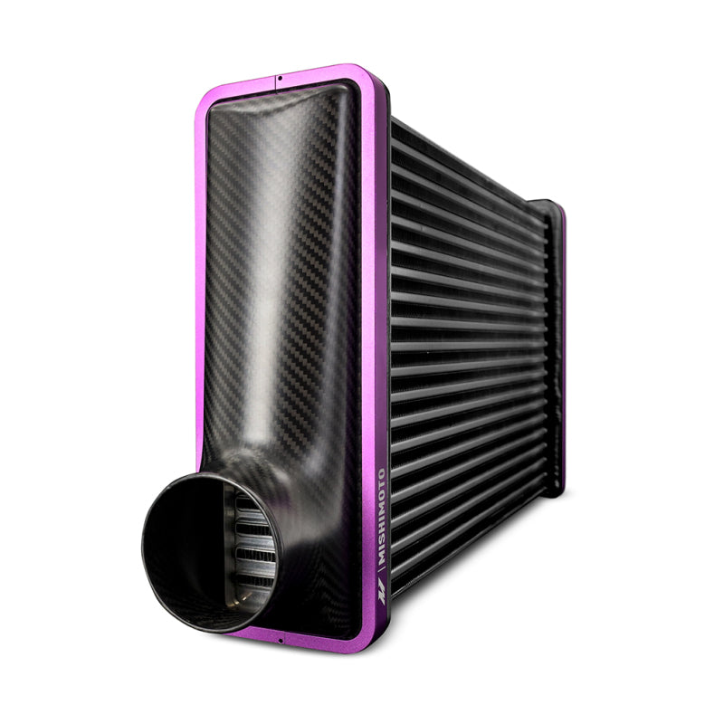 Mishimoto Universal Carbon Fiber Intercooler - Gloss Tanks - 450mm Black Core - C-Flow - BL V-Band