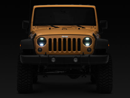 Raxiom 97-18 Jeep Wrangler TJ/JK Axial Series 13-LED Headlights- Black Housing (Clear Lens)