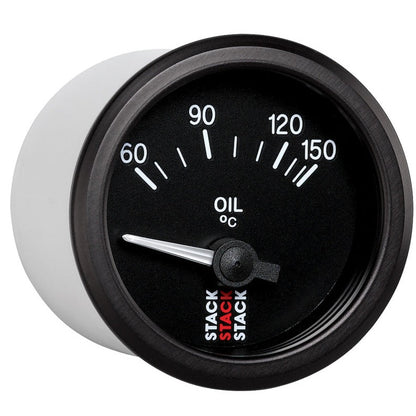 Autometer Stack 52mm 60-150 Deg C M10 Male Electric Oil Temp Gauge - Black AutoMeter Gauges