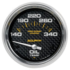 Autometer Marine Carbon Fiber Electric Oil Temperature Gauge 2-5/8in 140-300 Deg F AutoMeter Gauges
