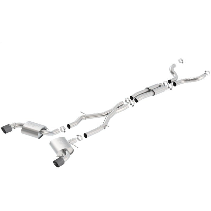 Borla 16-17 Chevy Camaro 6.2L 4.5in Carbon Fiber Tips Single Split Exit S-Type Catback Exhaust Borla Catback