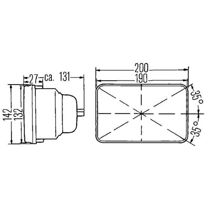 Hella Vision Plus 8in x 6in Sealed Beam Conversion Headlamp Kit (Legal in US for MOTORCYLCES ONLY) Hella Driving Lights