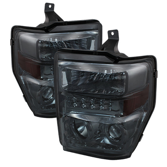 Xtune Ford F250/350/450 Super Duty 08-10 Projector Headlights LED Halo Smoke PRO-JH-FS08-LED-SM SPYDER Headlights