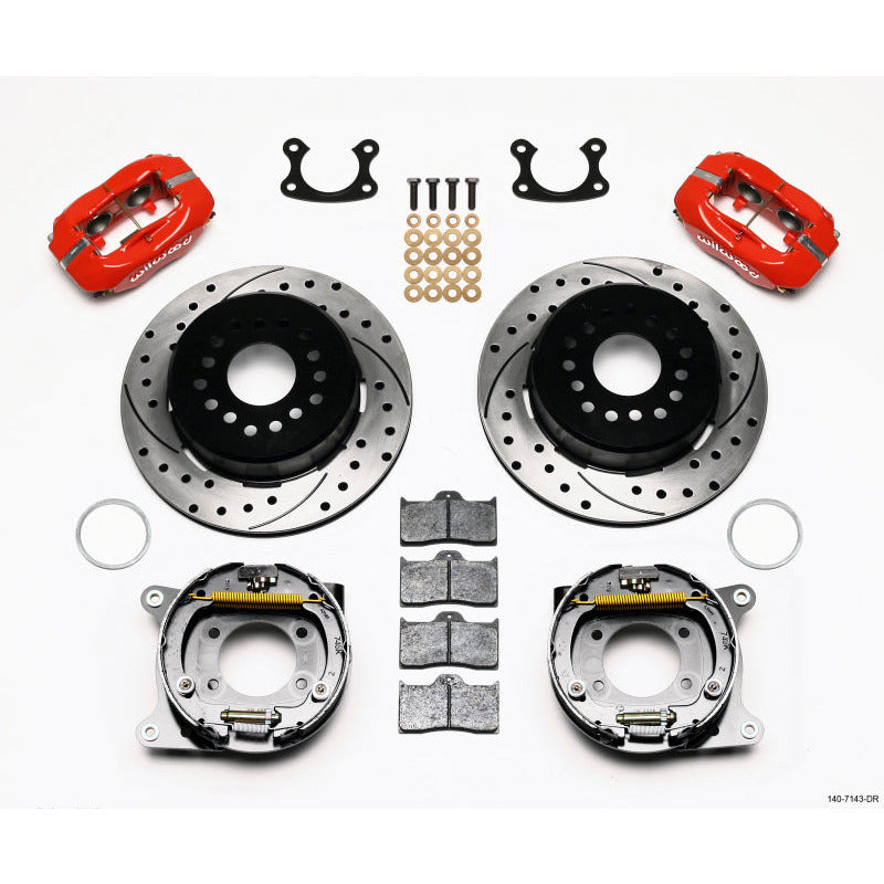 Wilwood Forged Dynalite P/S Park Brake Kit Drilled Red Small Ford 2.66in Offset Wilwood Big Brake Kits