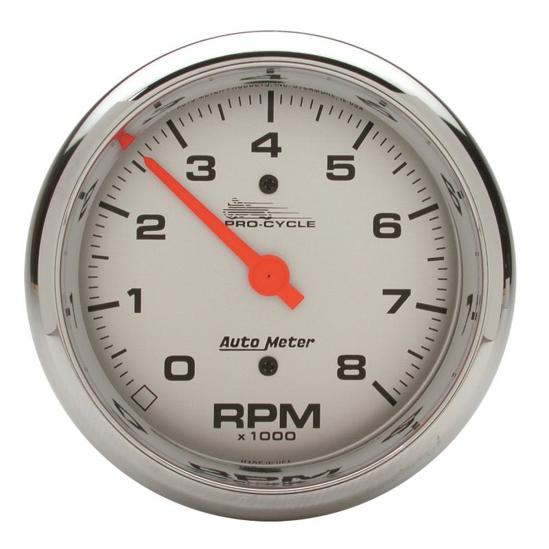Autometer Pro-Cycle Gauge Tach 3 3/4in 8K Rpm 2&4 Cylinder Silver AutoMeter Gauges