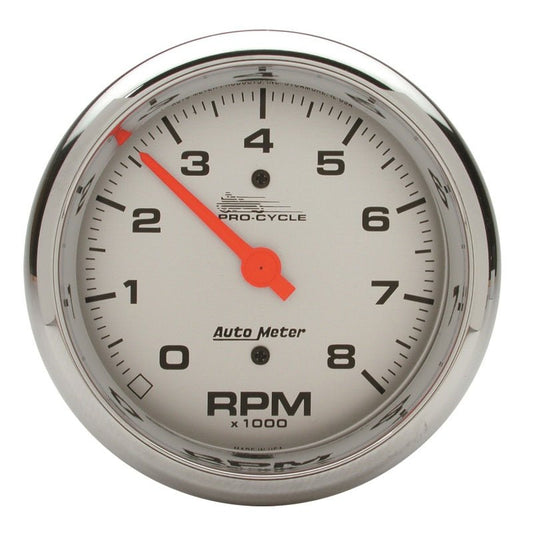 Autometer Pro-Cycle Gauge Tach 3 3/4in 8K Rpm 2&4 Cylinder Silver AutoMeter Gauges