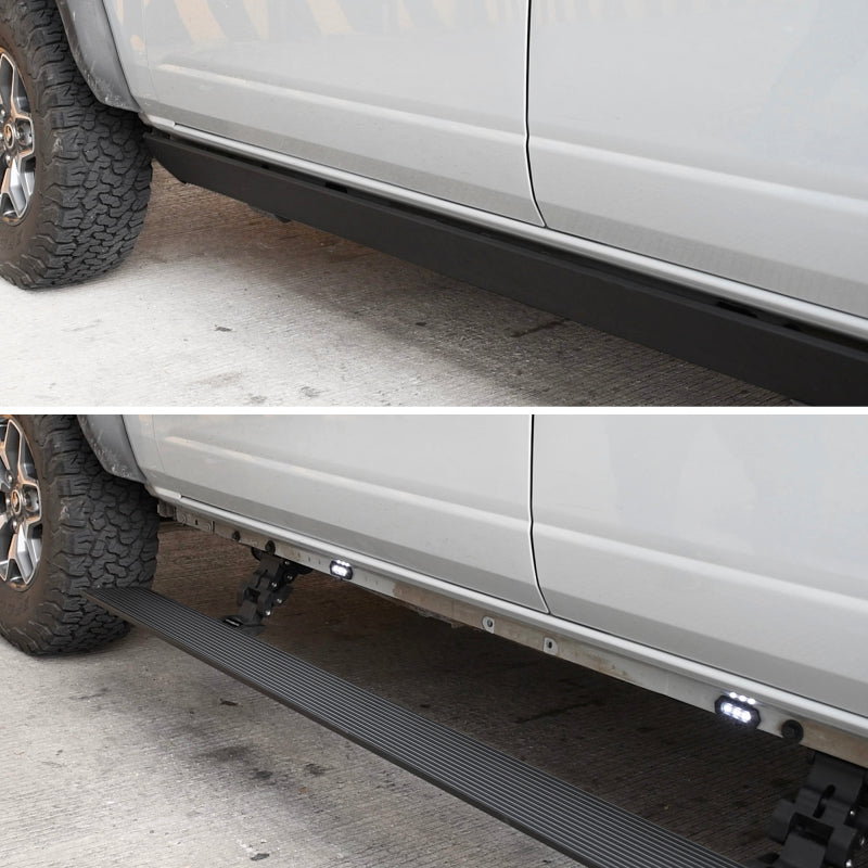 RealTruck 09-14 Ford F-150 Crew Cab 4dr VoltStep Electric Running Board Kit (No Drill) - Tex. Blk