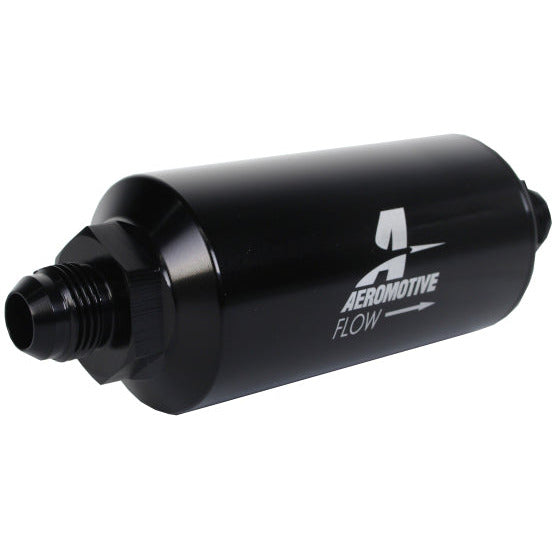 Aeromotive In-Line Filter - (AN -8 Male) 10 Micron Fabric Element Bright Dip Black Finish Aeromotive Fuel Filters