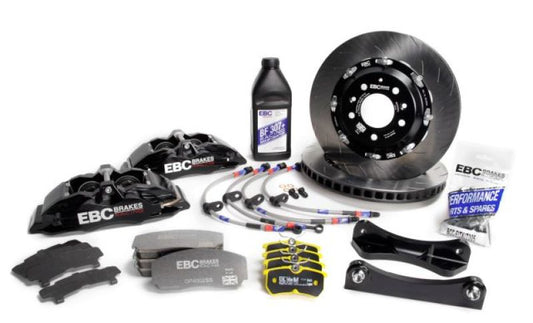 EBC Racing 12-17 Ford Fiesta ST (Mk7) Black Apollo-4 Calipers 330mm Rotors Front Big Brake Kit