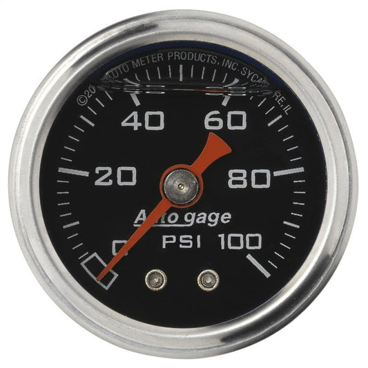 Autometer AutoGage 1.5in Liquid Filled Mechanical 0-100 PSI Fuel Pressure Gauge AutoMeter Gauges