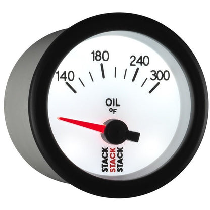 Autometer Stack 52mm 140-300 Deg F 1/8in NPTF Electric Oil Temp Gauge - White AutoMeter Gauges