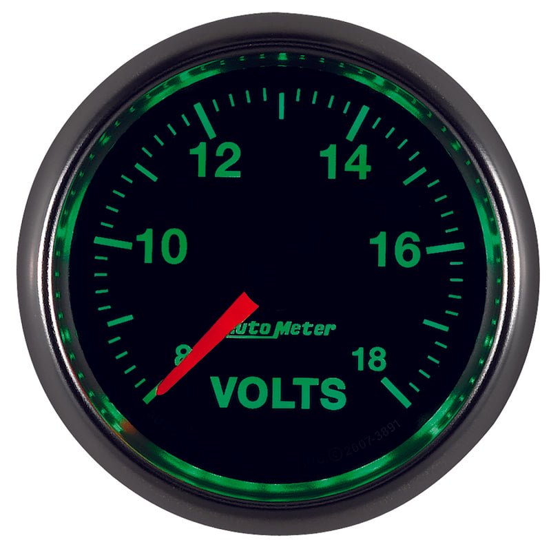 Autometer GS Series 2-1/16in Voltmeter 18V Electrical Gauge Full Sweep AutoMeter Gauges