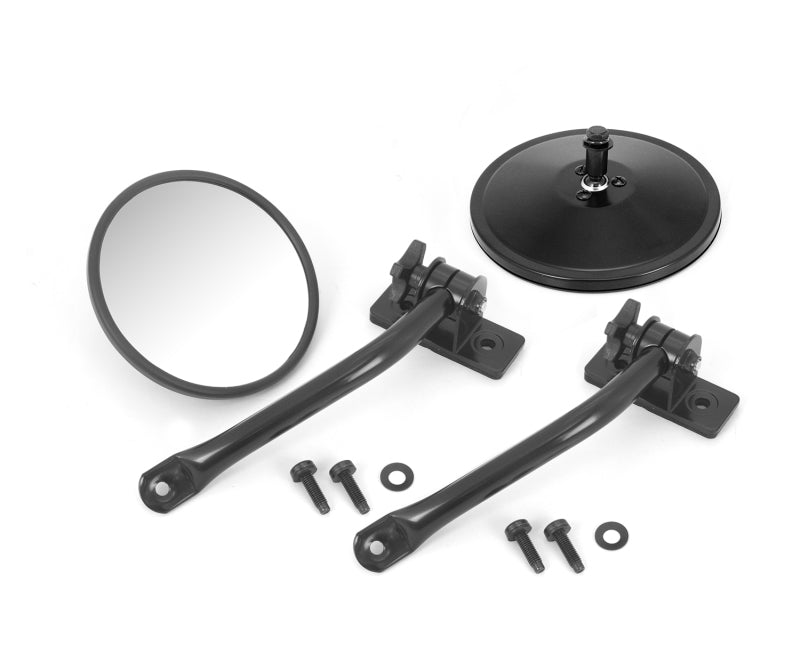 Rugged Ridge 97-18 Jeep Wrangler Black Round Quick Release Mirror Rugged Ridge Exterior Trim