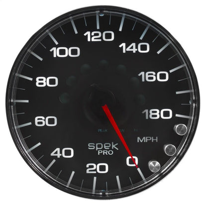 Autometer Spek-Pro Gauge Speedometer 5in 180 Mph Elec. Programmable Black/Chrome AutoMeter Gauges