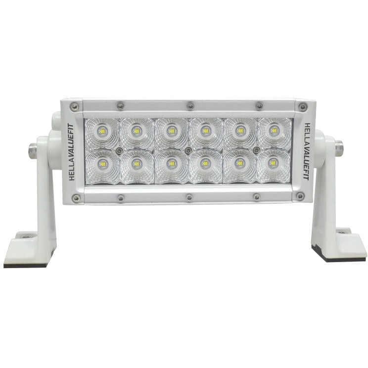 Hella Value Fit 8in Light - 36W Dual Row White Housing Flood Beam - LED Hella Light Bars & Cubes