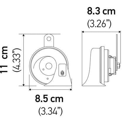 Hella Twin Trumpet Horn Kit 12V 400/500Hz (007424804 = 007424801) Hella Horns