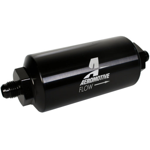 Aeromotive In-Line Filter - (AN-6 Male) 10 Micron Microglass Element Bright Dip Black Finish Aeromotive Fuel Filters