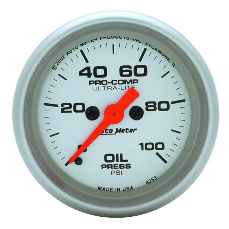 Autometer Ultra-Lite 52mm 0-100 PSI Full Sweep Electronic Oil Pressure Gauge