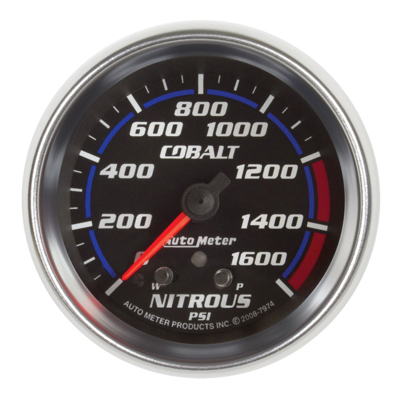 AutoMeter Gauge Nitrous Press 2-5/8in. 1600PSI Stepper Motor W/ Peak & Warn Cobalt AutoMeter Gauges