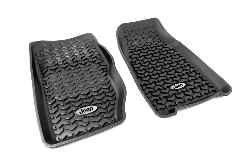 Rugged Ridge Floor Liner Front Black 1984-2001 Jeep Logo Cherokee XJ Rugged Ridge Floor Mats - Rubber