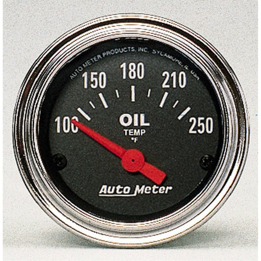 Autometer Traditional Chrome 52mm 100-250 Degree F Short Sweep Electrical Oil Temperature Gauge AutoMeter Gauges