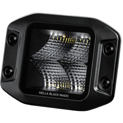 Hella Universal Black Magic 3.2in L.E.D. Cube Kit - Flood Beam (Flush Mount) Hella Fog Lights