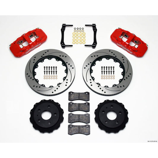 Wilwood AERO4 Rear Kit 14.25in Drilled Red 2010-2015 Camaro Wilwood Big Brake Kits