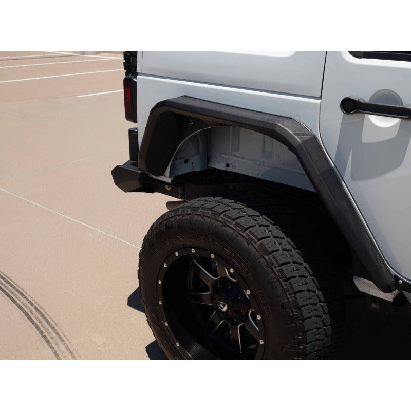 Road Armor 07-18 Jeep Wrangler JK Stealth Front Fender Flare Body Armor w/LED DRL - Tex Blk Road Armor Bumpers - Steel