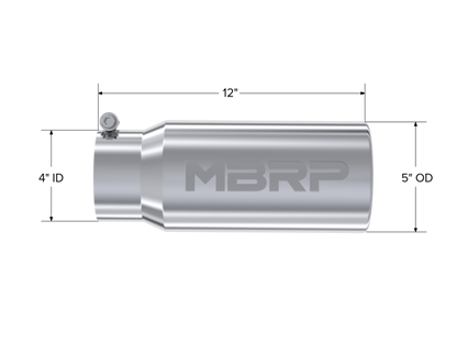 MBRP Universal Tip 5 O.D. Rolled Straight 4 inlet 12 length