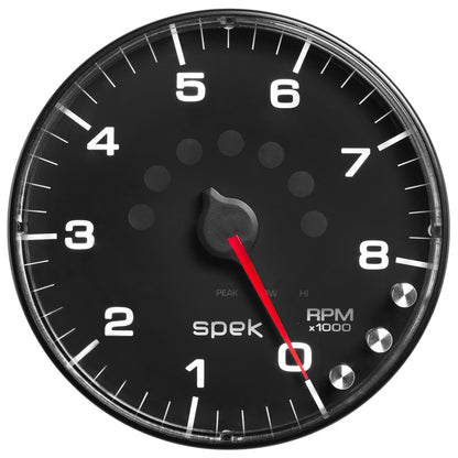 Autometer Spek-Pro Gauge Tachometer 5in 8K Rpm W/Shift Light & Peak Mem Black/Black AutoMeter Gauges