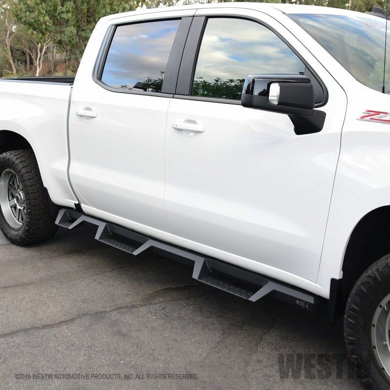 Westin 2019 Chevrolet Silverado/Sierra 1500 (5.5ft) Drop Wheel to Wheel Nerf Step Bars - Txt Black