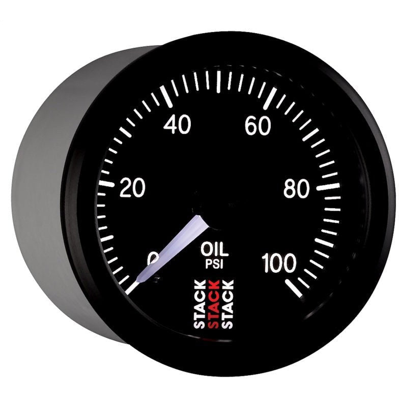 Autometer Stack 52mm 0-100 PSI 1/8in NPTF Male Pro Stepper Motor Oil Pressure Gauge - Black AutoMeter Gauges