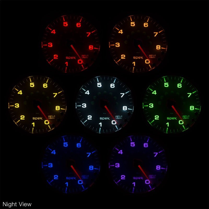 Autometer Spek-Pro Gauge Tach 2 1/16in 11K Rpm W/ Shift Light & Peak Mem Blk/Smoke/Blk AutoMeter Gauges