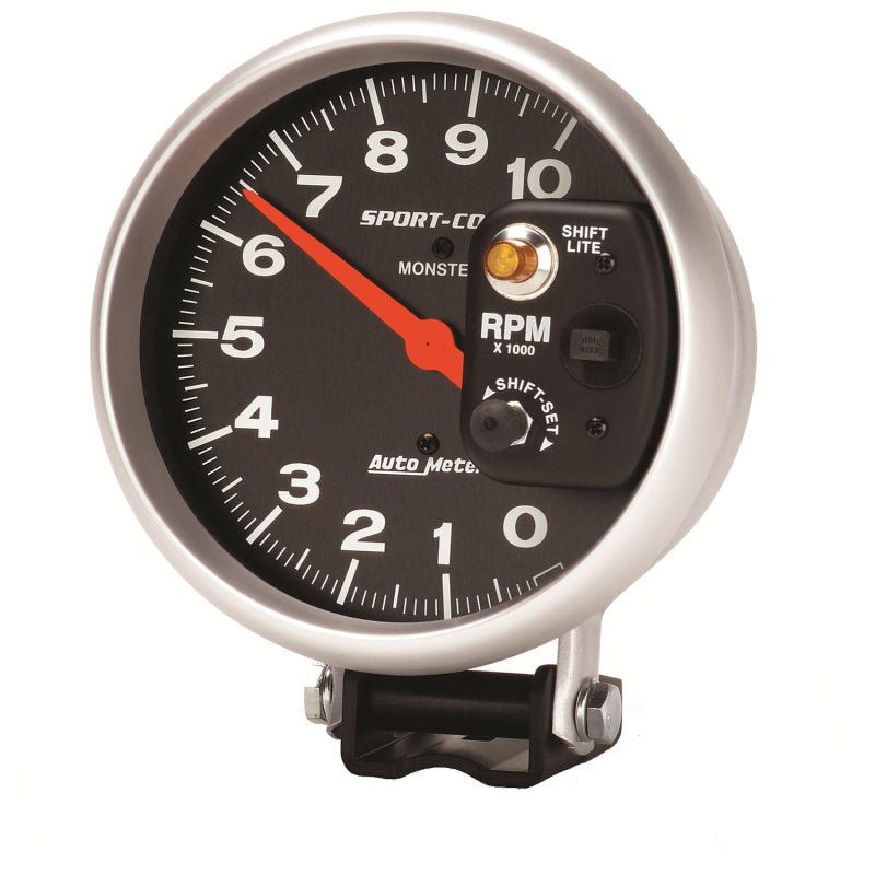 Autometer Sport-Comp 5 inch 10,000 RPM Pedestal Mount Tachometer (Shift-Lite on Control Shield) AutoMeter Gauges