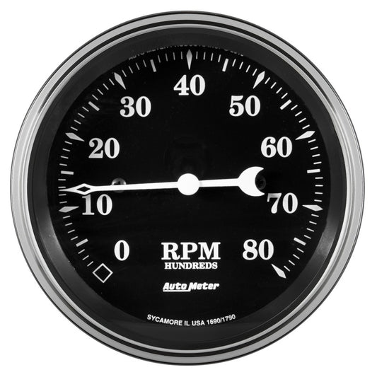 Auto Meter Gauge Tachometer 3 3/8in 8k RPM In-Dash Old Tyme Black AutoMeter Gauges