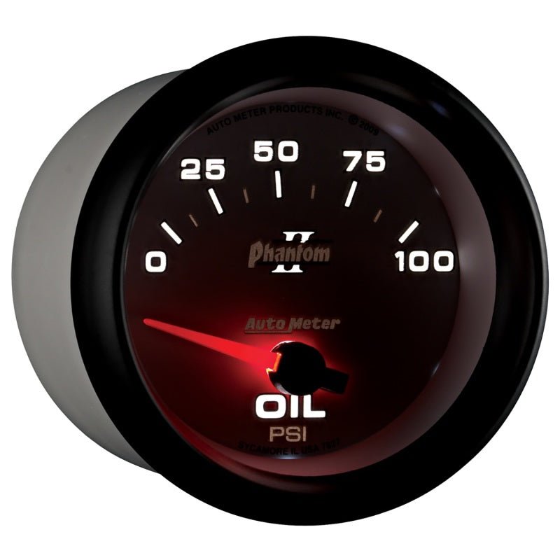 Autometer Phantom II 2 5/8in 0-100 PSI Short Sweep Electronic Oil Pressure Gauge AutoMeter Gauges