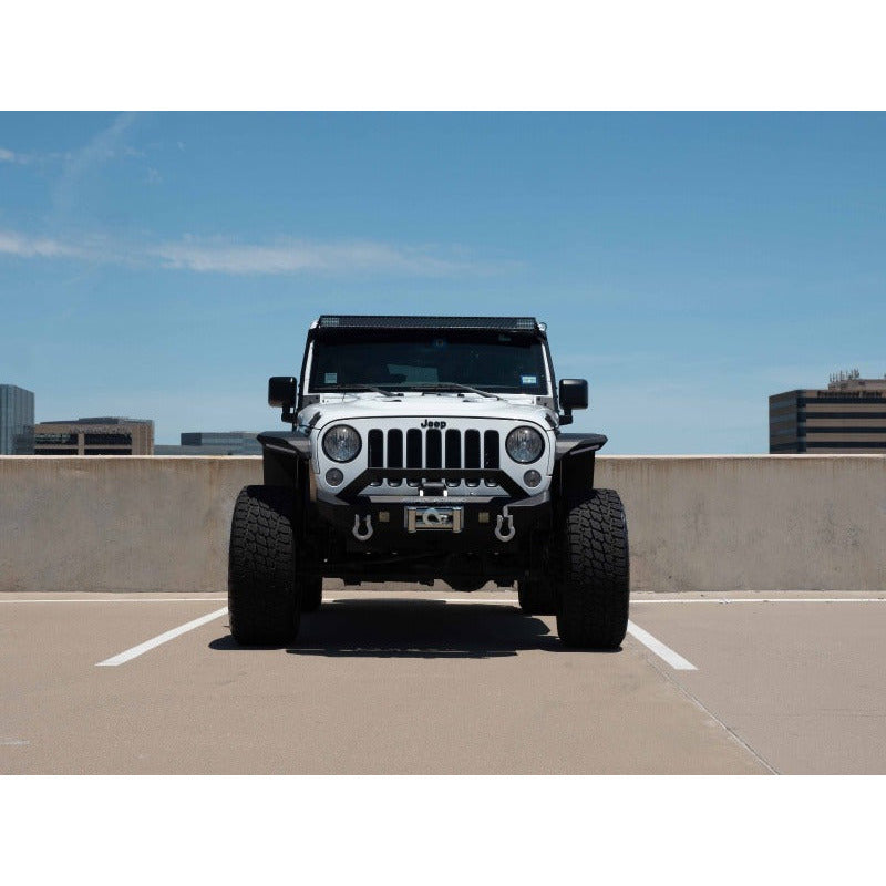 Road Armor 07-18 Jeep Wrangler JK Stealth Front Fender Flare Body Armor w/LED DRL - Tex Blk Road Armor Bumpers - Steel