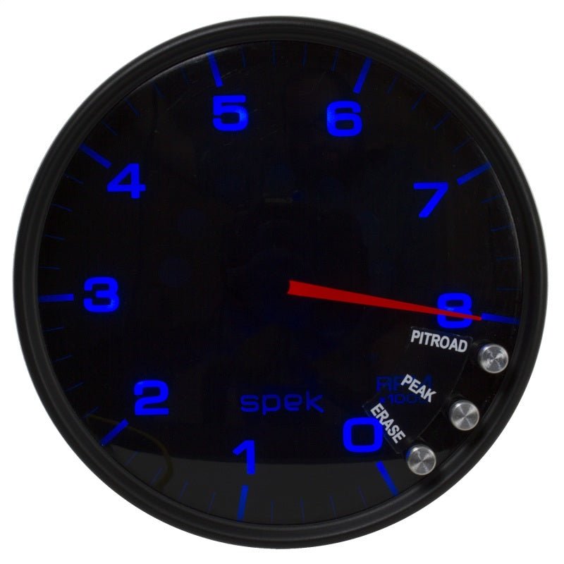 Autometer Spek-Pro Gauge Tachometer 5in 8K Rpm W/Shift Light & Peak Mem Black/Smoke/Black AutoMeter Gauges