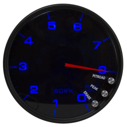 Autometer Spek-Pro Gauge Tachometer 5in 8K Rpm W/Shift Light & Peak Mem Black/Smoke/Black AutoMeter Gauges