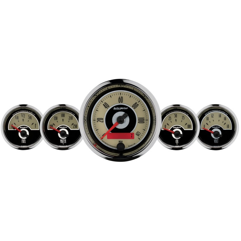 AutoMeter Gauge Kit 5 Pc. 3-3/8in. & 2-1/16in. Elec. Speedometer Cruiser AutoMeter Gauges