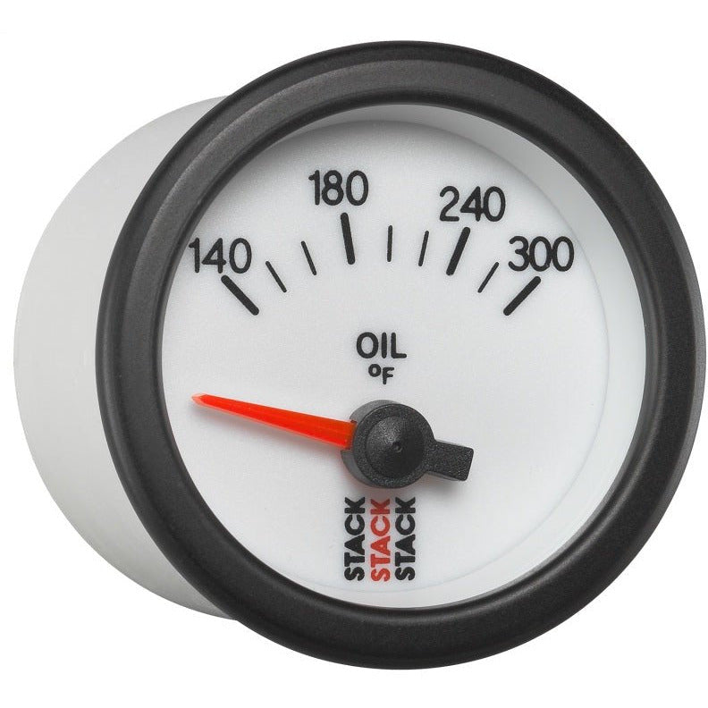 Autometer Stack 52mm 140-300 Deg F 1/8in NPTF Electric Oil Temp Gauge - White AutoMeter Gauges