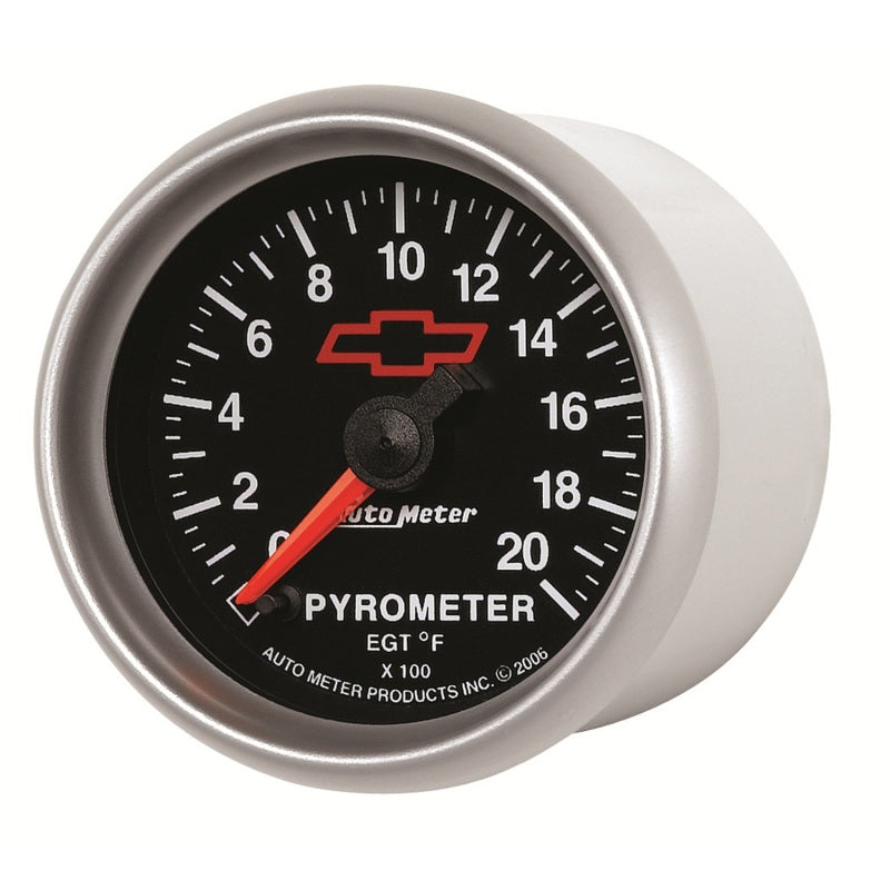 AutoMeter Gauge Pyrometer (Egt) 2-1/16in. 2000 Deg. F Stepper Motor Chevy Red Bowtie Black AutoMeter Gauges