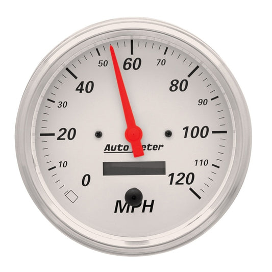 AutoMeter Gauge Speedometer 5in. 120MPH Elec. Prog. W/ Lcd Odo Arctic White AutoMeter Gauges