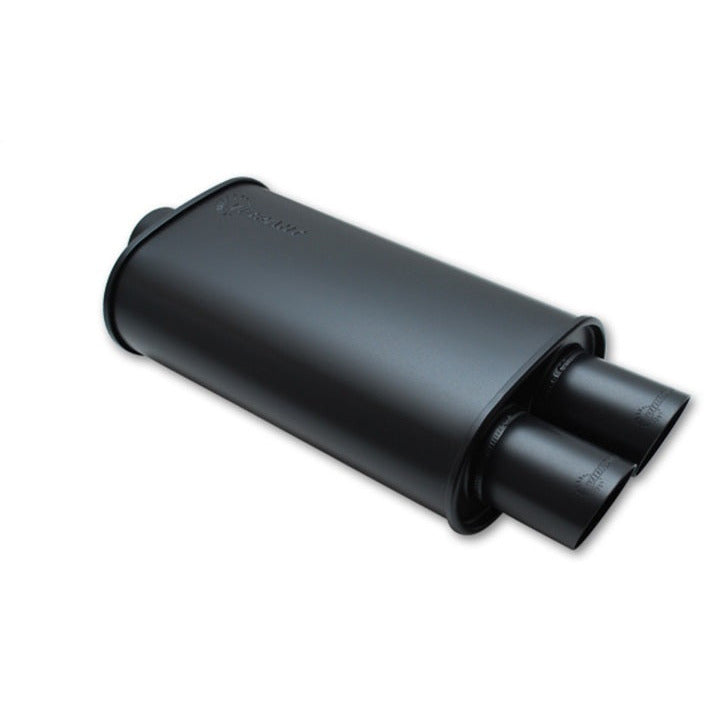Vibrant StreetPower FLAT BLACK Oval Muffler with Dual 3in Outlets - 2.5in inlet I.D. Vibrant Muffler