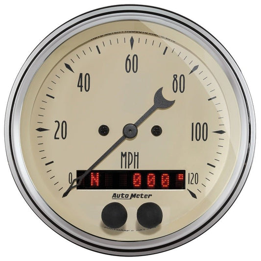 Autometer 3-3/8in Antique Beige 120 MPH GPS Speedometer Gauge AutoMeter Gauges